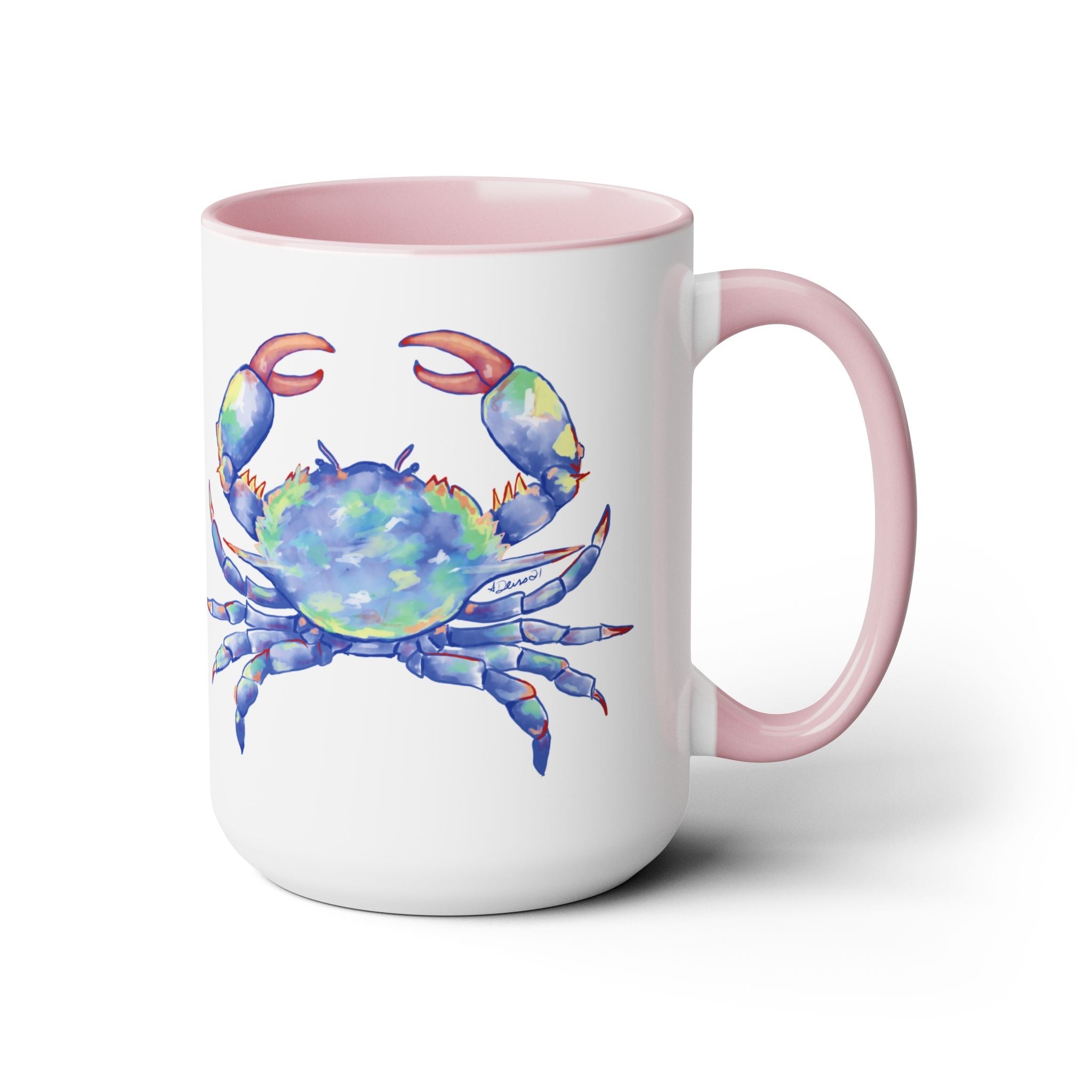 Coastal Blue Crab Two - Tone Ceramic Coffee Mugs - Blue Cava