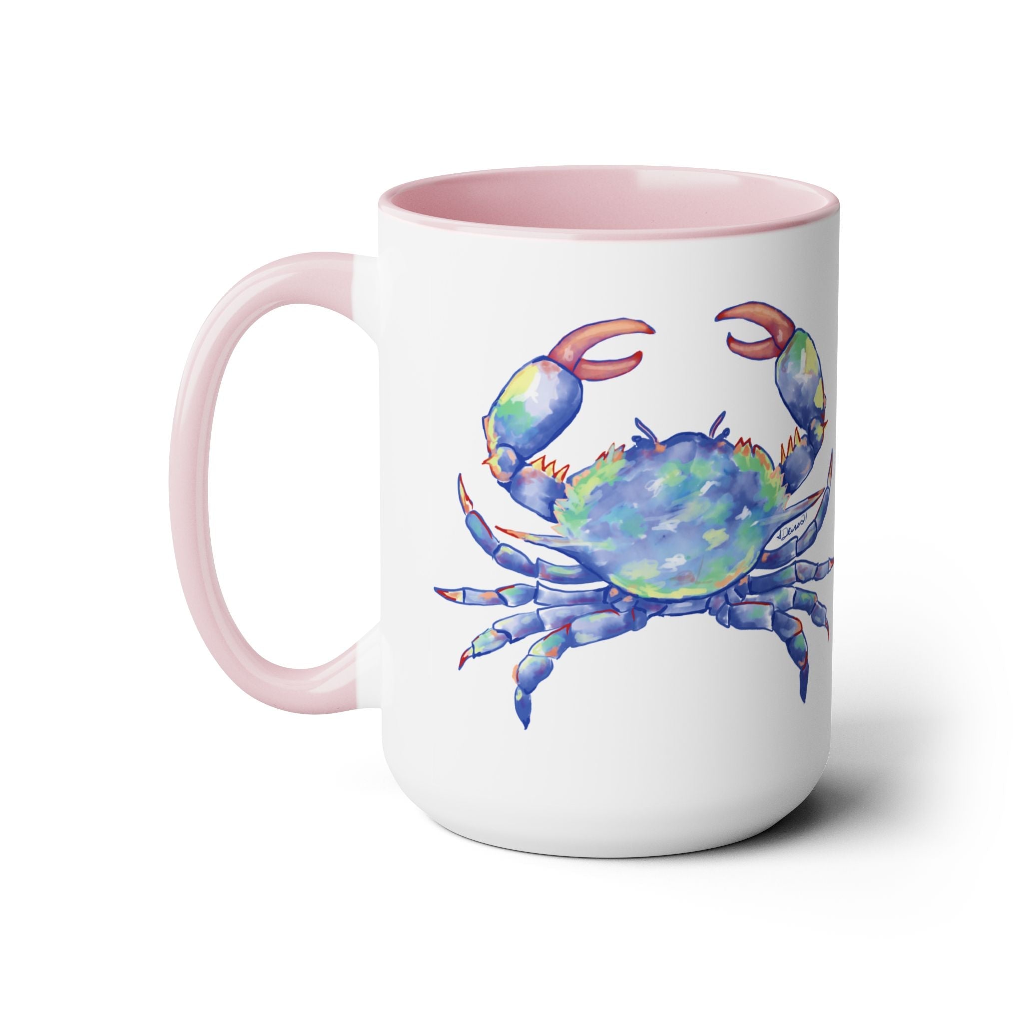Coastal Blue Crab Two - Tone Ceramic Coffee Mugs - Blue Cava