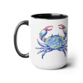 Coastal Blue Crab Two - Tone Ceramic Coffee Mugs - Blue Cava
