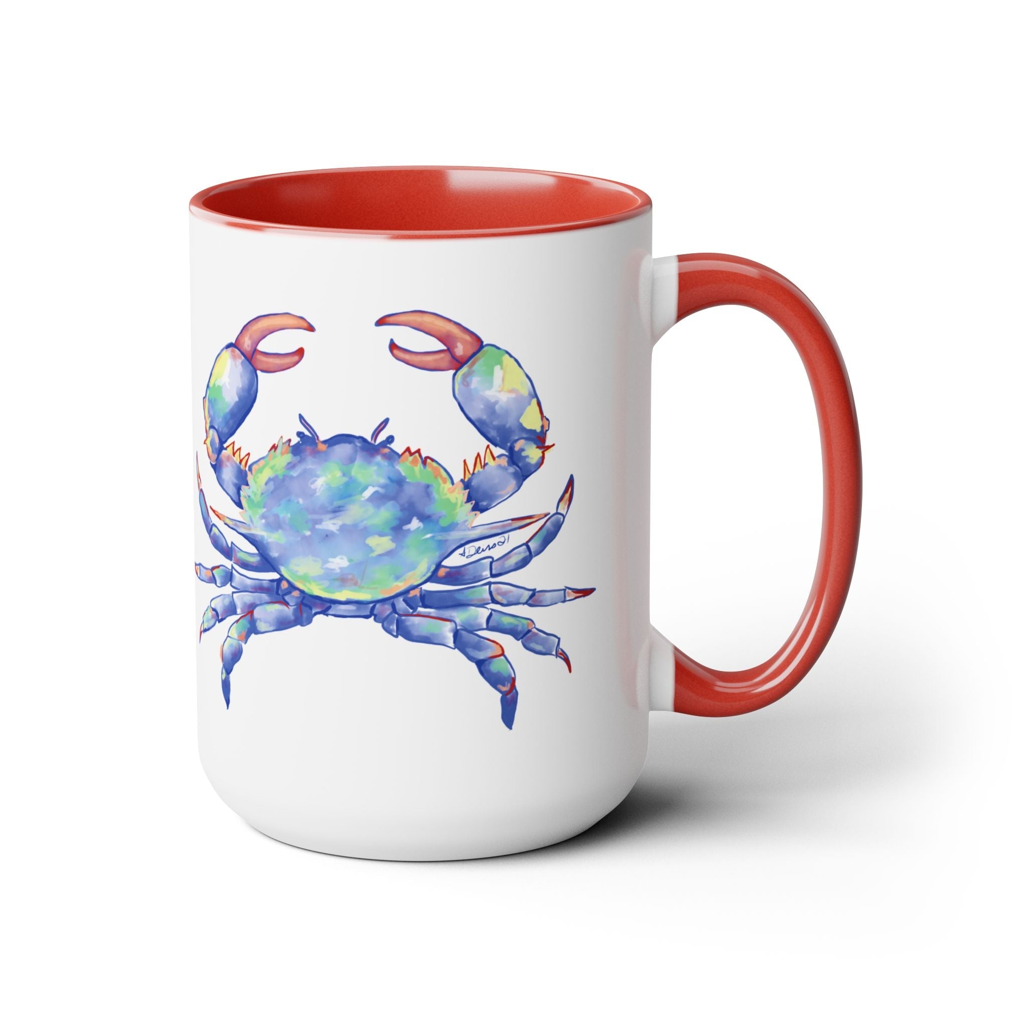 Coastal Blue Crab Two - Tone Ceramic Coffee Mugs - Blue Cava