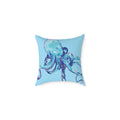 Coastal Blue Octopus Throw Pillow - Nautical Home Decor - Blue Cava