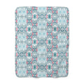 Coastal Coral Sherpa Fleece Blanket, Soft Plush Throw - Blue Cava