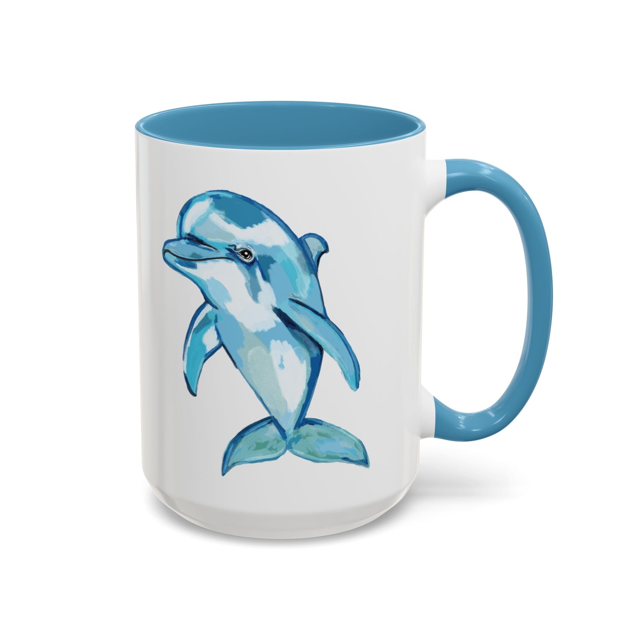Coastal Dolphin Two Tone Ceramic Coffee Mugs - Blue Cava