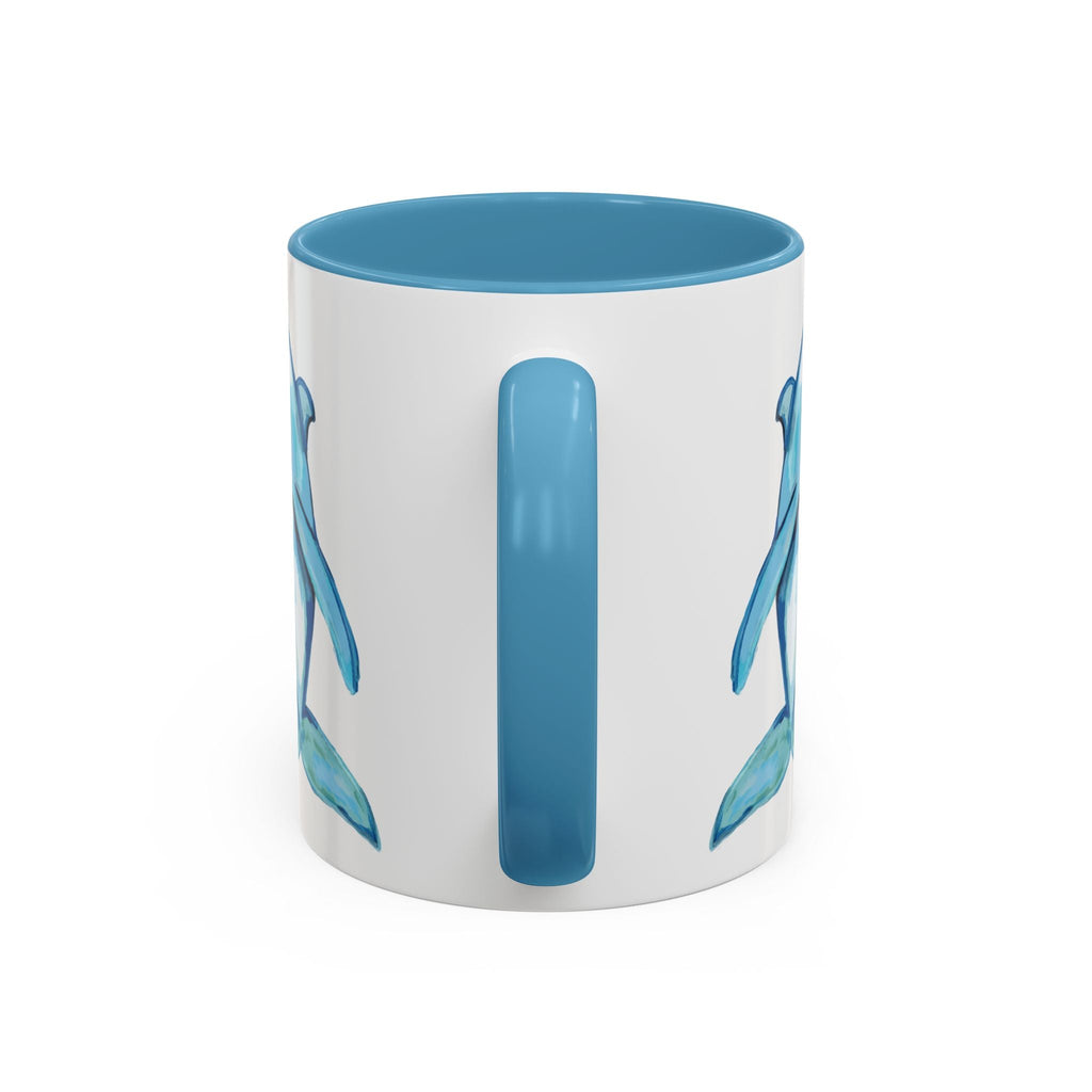 Coastal Dolphin Two Tone Ceramic Coffee Mugs - Blue Cava