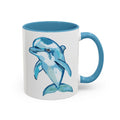 Coastal Dolphin Two Tone Ceramic Coffee Mugs - Blue Cava