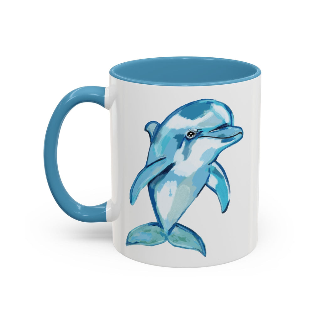 Coastal Dolphin Two Tone Ceramic Coffee Mugs - Blue Cava