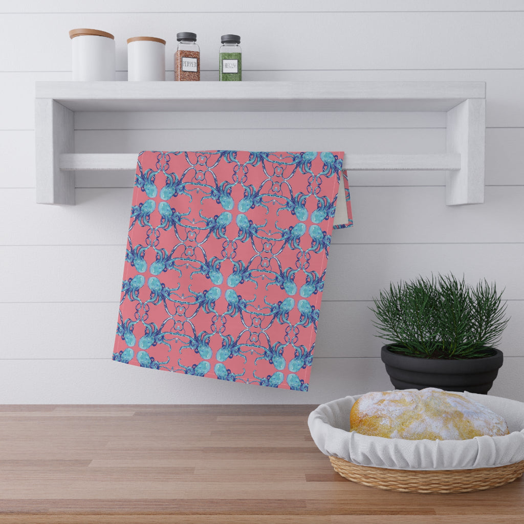 Coastal Octopus Kitchen Tea Towels - Blue Cava