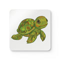 Coastal Sea Turtle "Shelly" Corkwood Coaster Set - Blue Cava