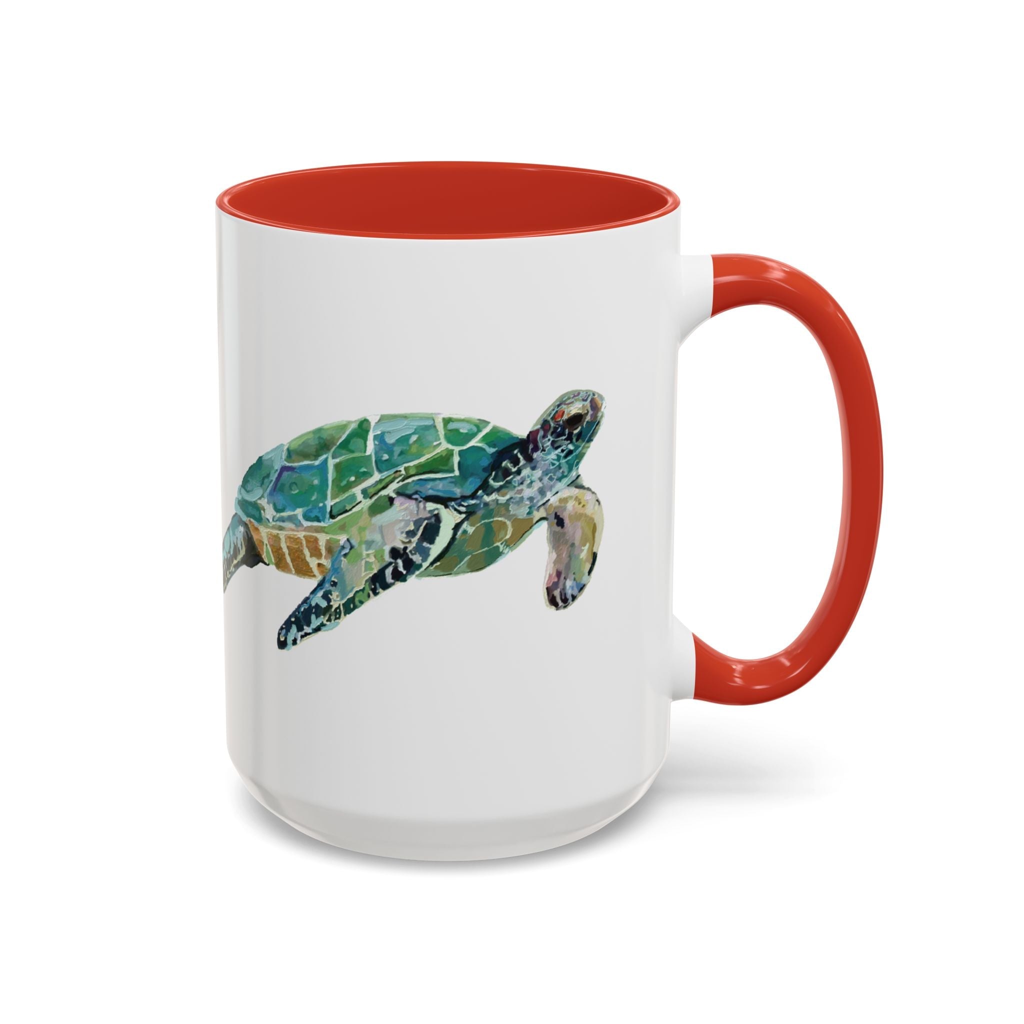 Coastal Tortoise Sea Turtle Two Tone Ceramic Coffee Mugs - Blue Cava
