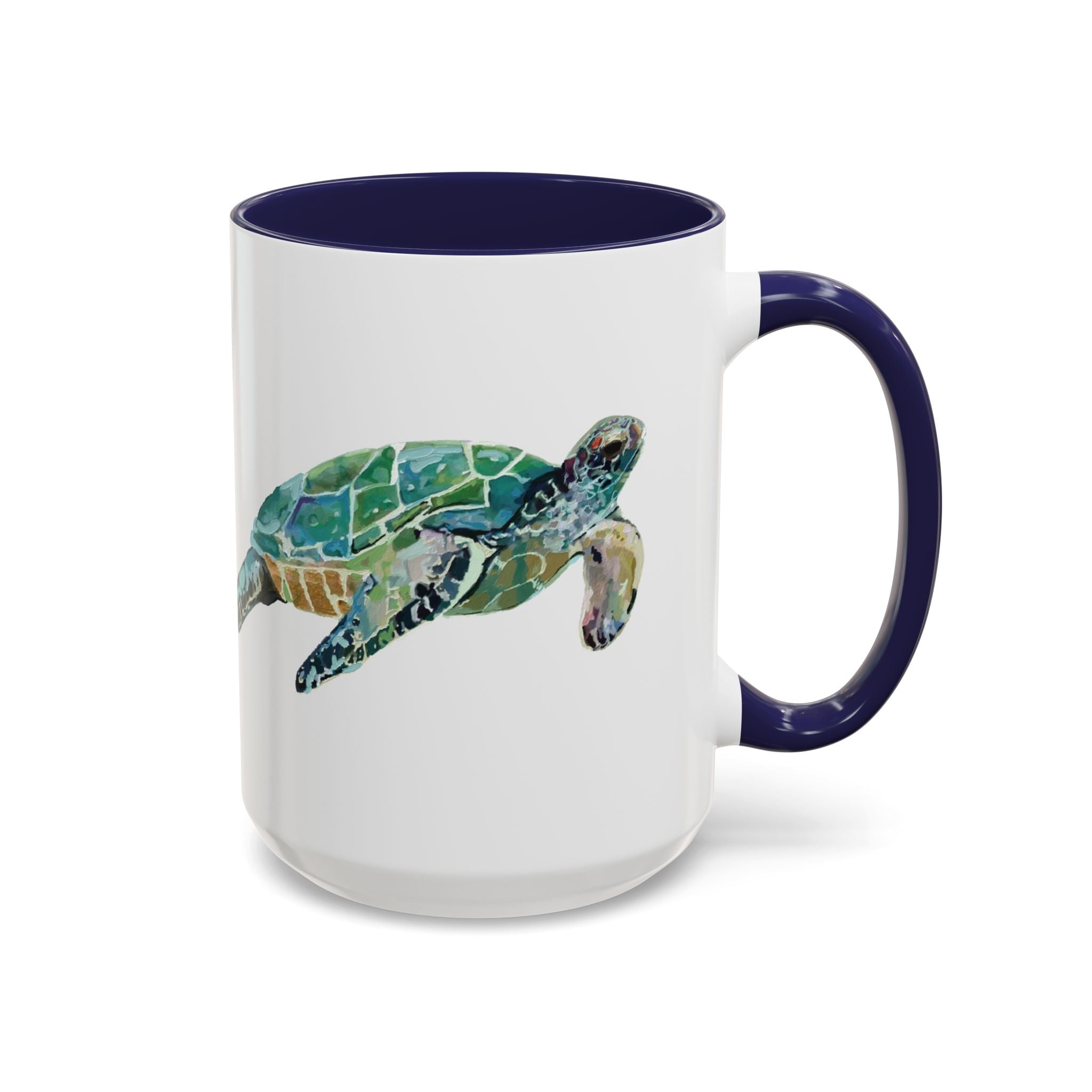 Coastal Tortoise Sea Turtle Two Tone Ceramic Coffee Mugs - Blue Cava