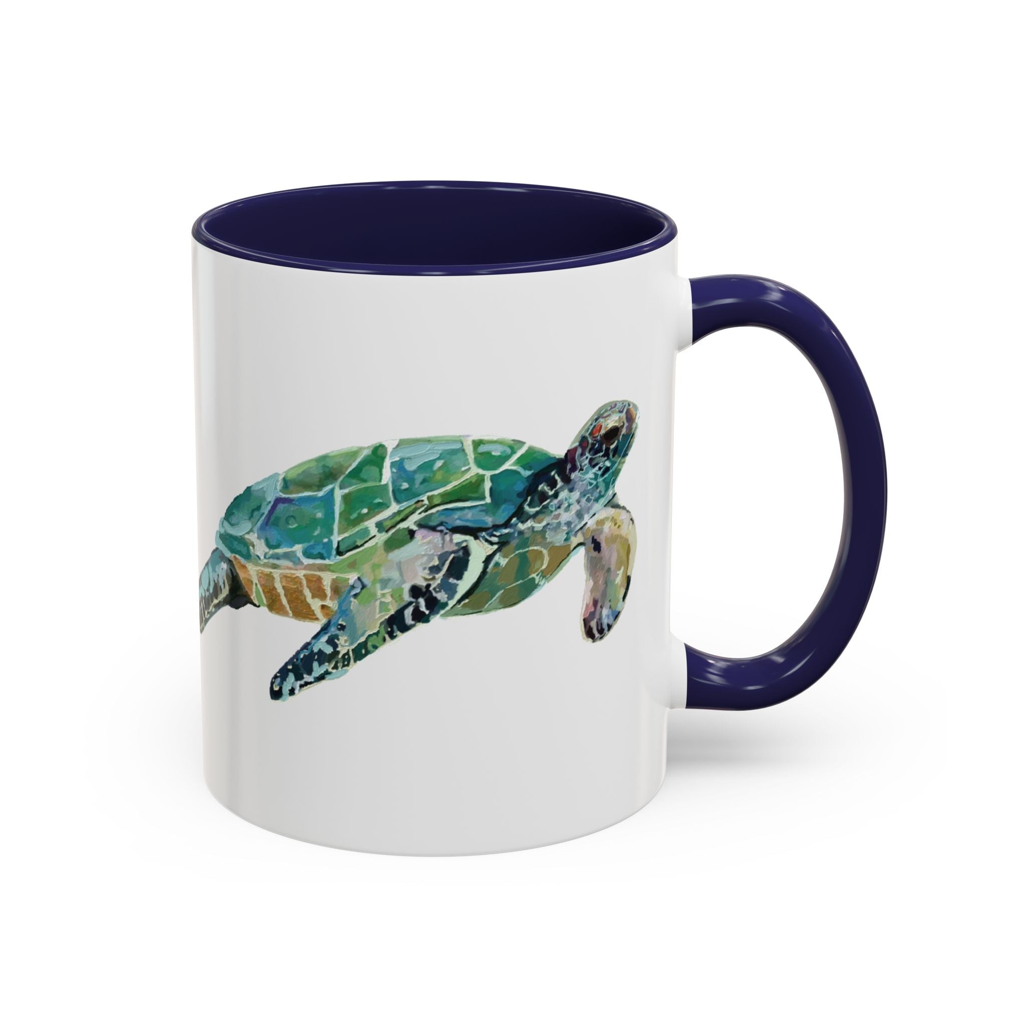 Coastal Tortoise Sea Turtle Two Tone Ceramic Coffee Mugs - Blue Cava