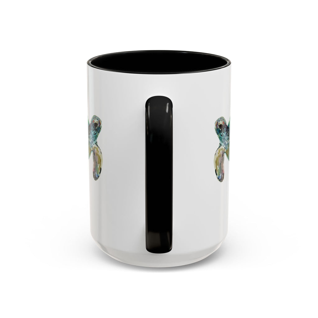 Coastal Tortoise Sea Turtle Two Tone Ceramic Coffee Mugs - Blue Cava