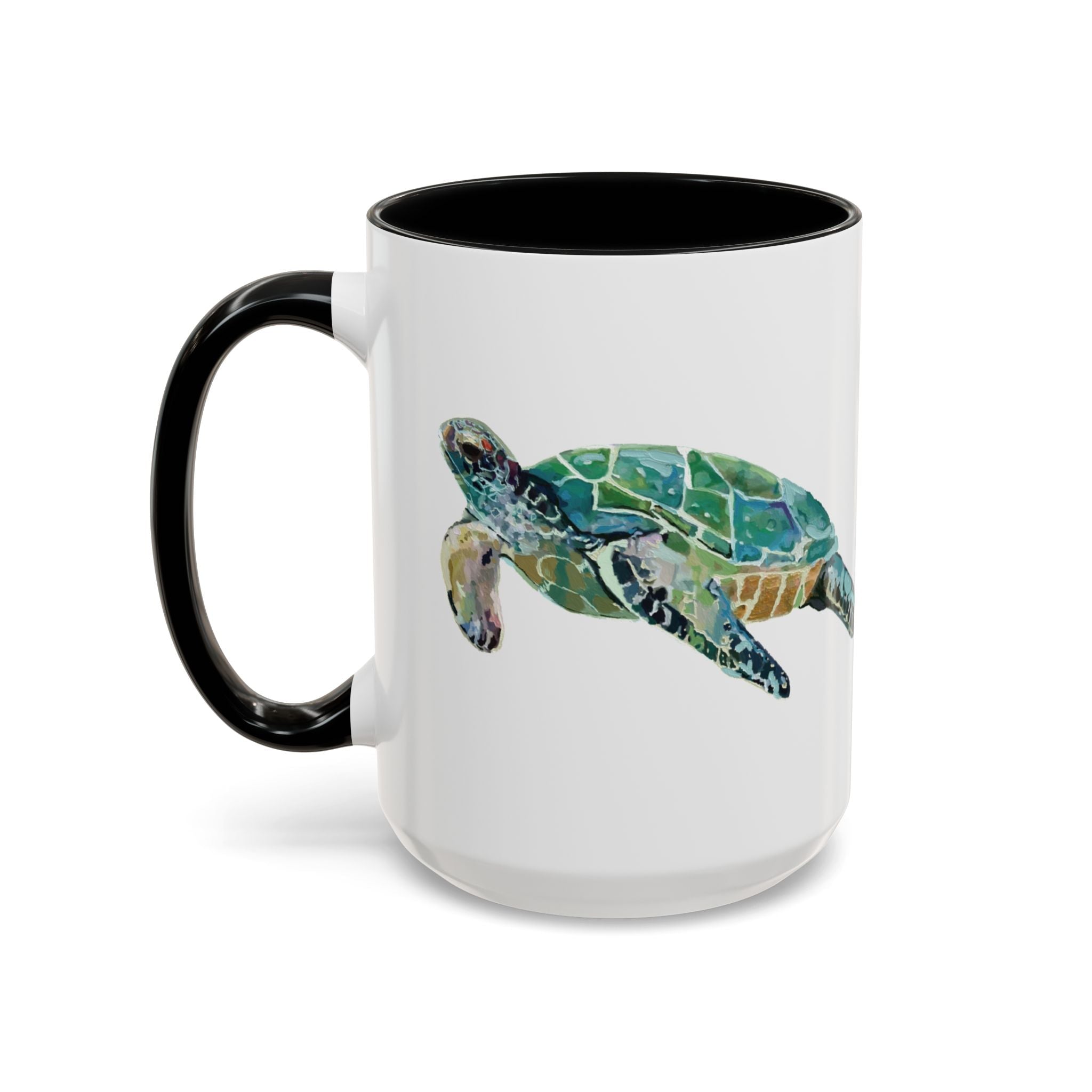 Coastal Tortoise Sea Turtle Two Tone Ceramic Coffee Mugs - Blue Cava