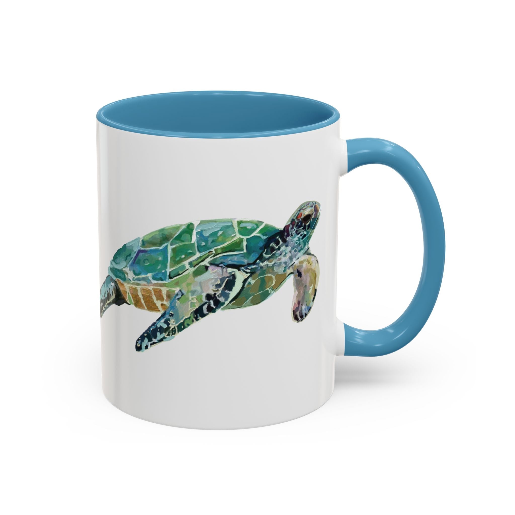 Coastal Tortoise Sea Turtle Two Tone Ceramic Coffee Mugs - Blue Cava