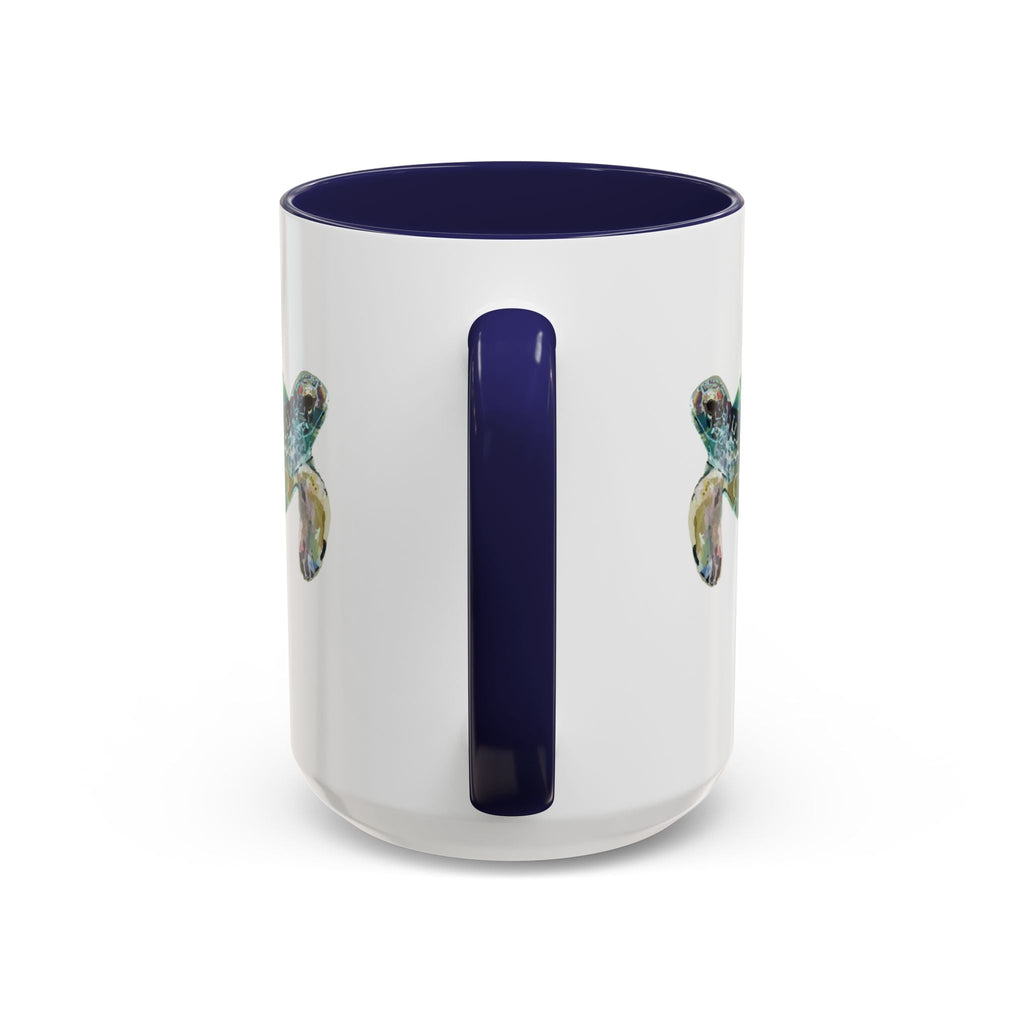 Coastal Tortoise Sea Turtle Two Tone Ceramic Coffee Mugs - Blue Cava