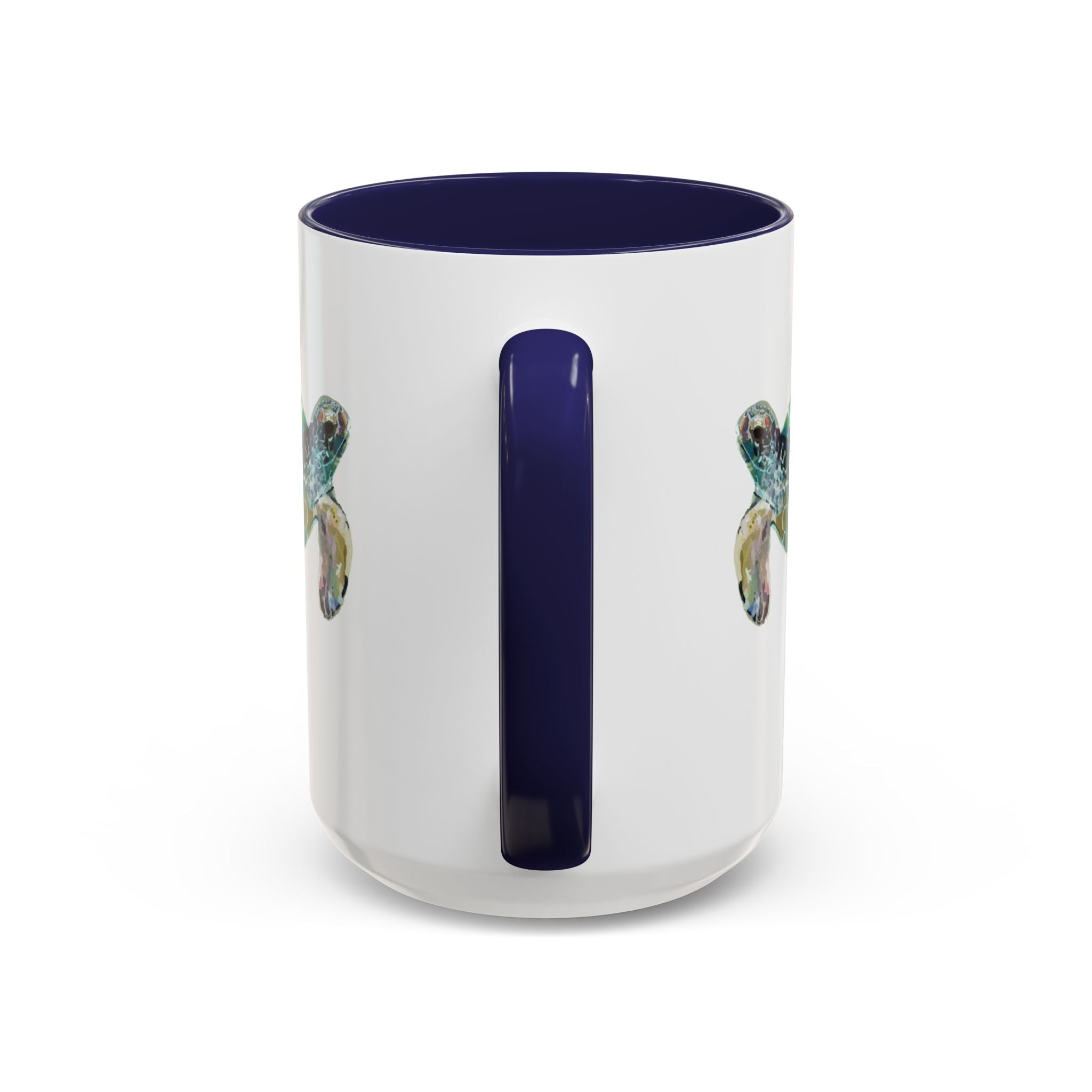 Coastal Tortoise Sea Turtle Two Tone Ceramic Coffee Mugs - Blue Cava