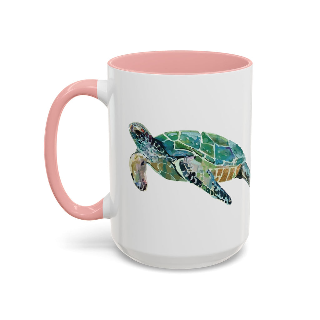 Coastal Tortoise Sea Turtle Two Tone Ceramic Coffee Mugs - Blue Cava