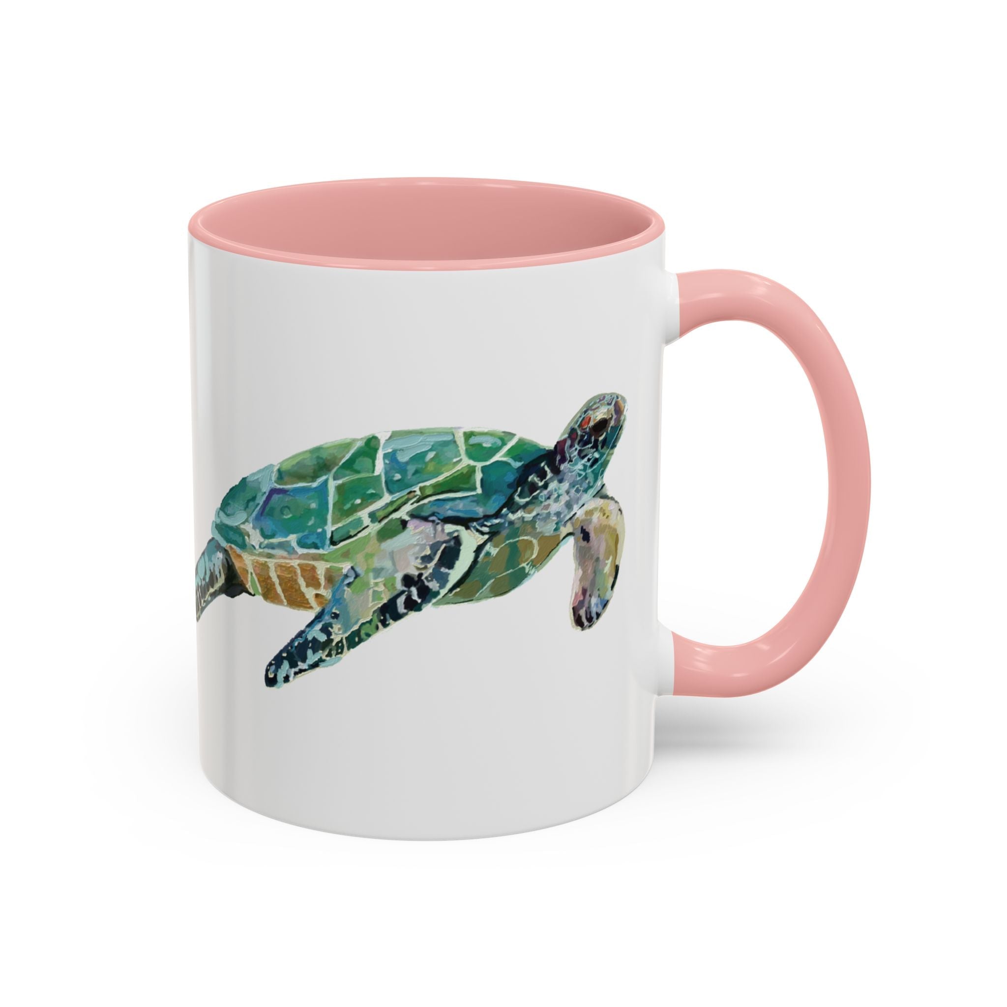 Coastal Tortoise Sea Turtle Two Tone Ceramic Coffee Mugs - Blue Cava