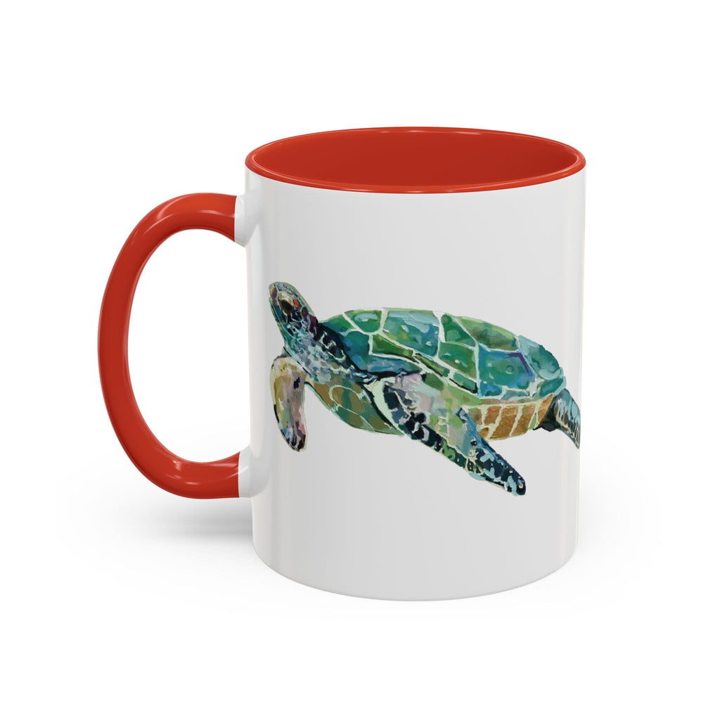 Coastal Tortoise Sea Turtle Two Tone Ceramic Coffee Mugs - Blue Cava