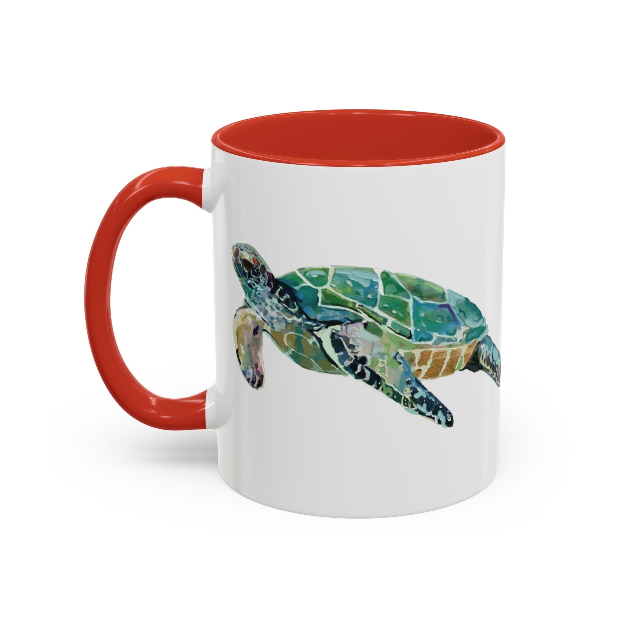 Coastal Tortoise Sea Turtle Two Tone Ceramic Coffee Mugs - Blue Cava