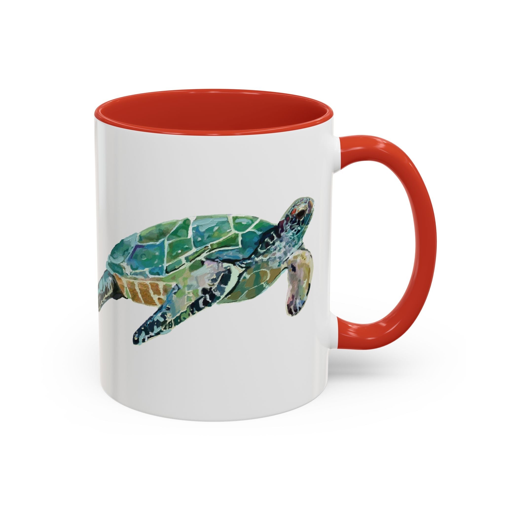 Coastal Tortoise Sea Turtle Two Tone Ceramic Coffee Mugs - Blue Cava