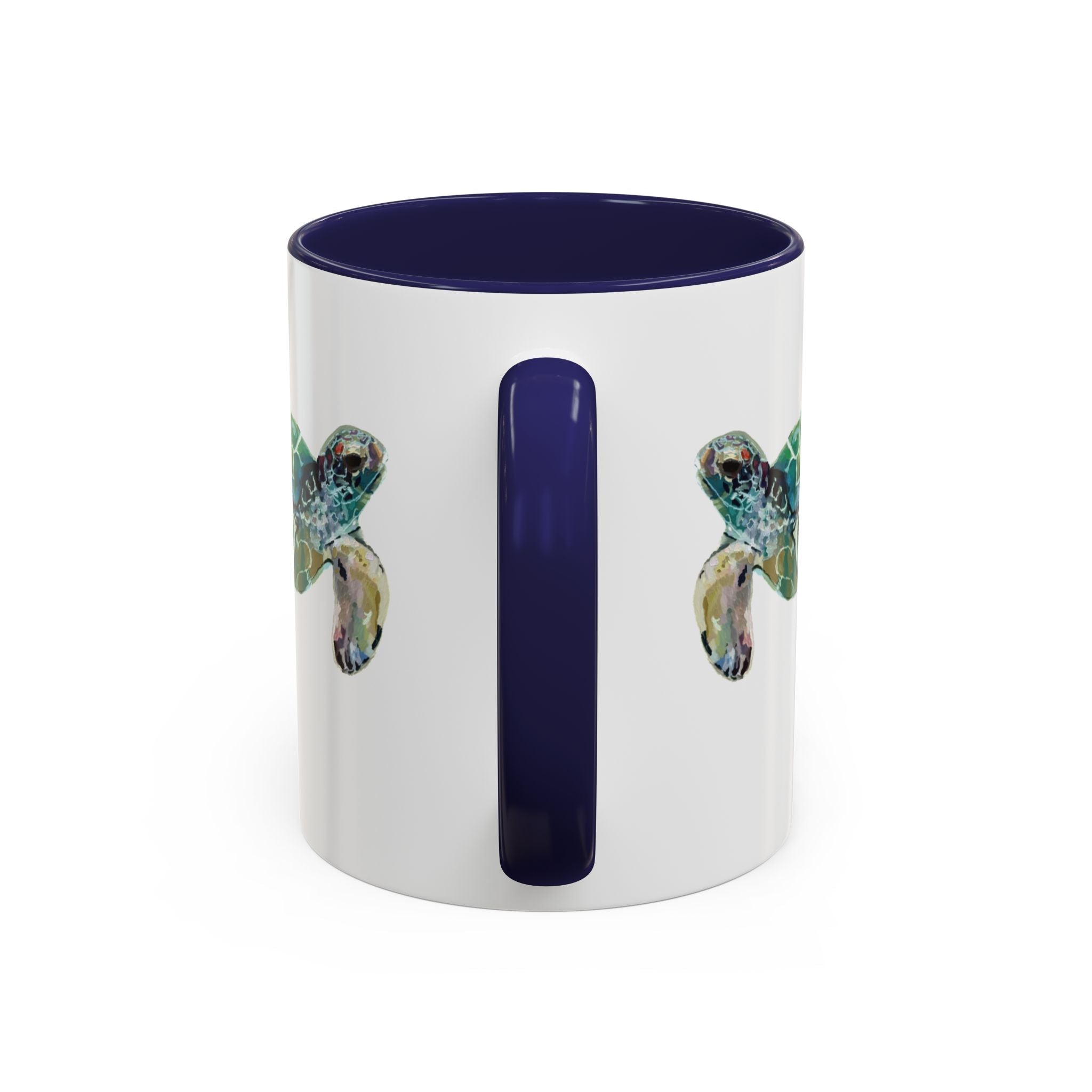 Coastal Tortoise Sea Turtle Two Tone Ceramic Coffee Mugs - Blue Cava