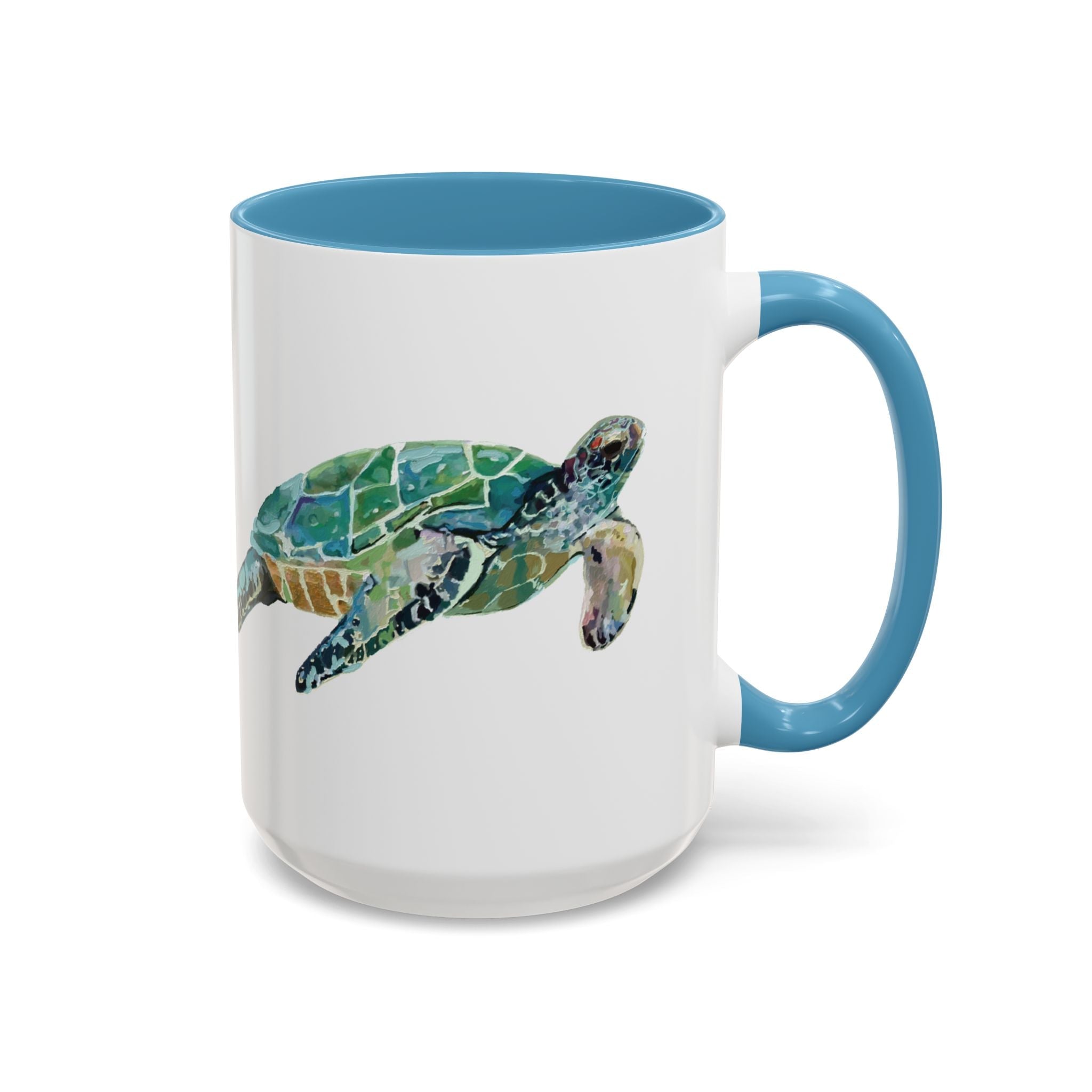 Coastal Tortoise Sea Turtle Two Tone Ceramic Coffee Mugs - Blue Cava