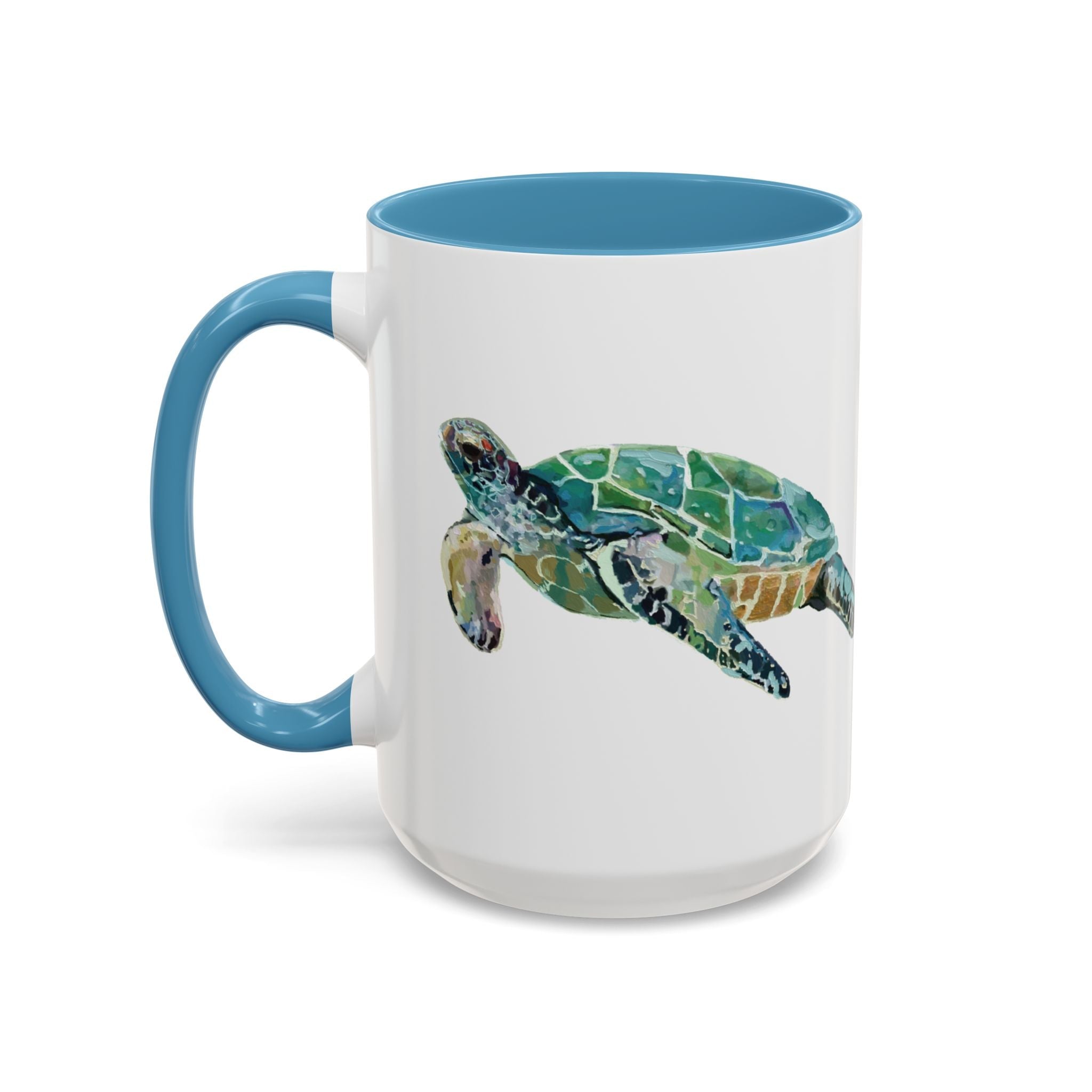 Coastal Tortoise Sea Turtle Two Tone Ceramic Coffee Mugs - Blue Cava