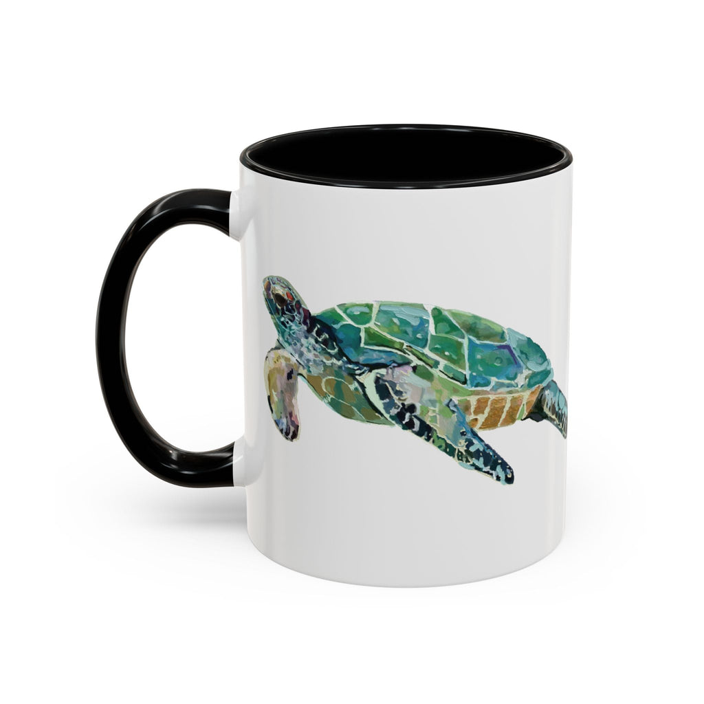 Coastal Tortoise Sea Turtle Two Tone Ceramic Coffee Mugs - Blue Cava
