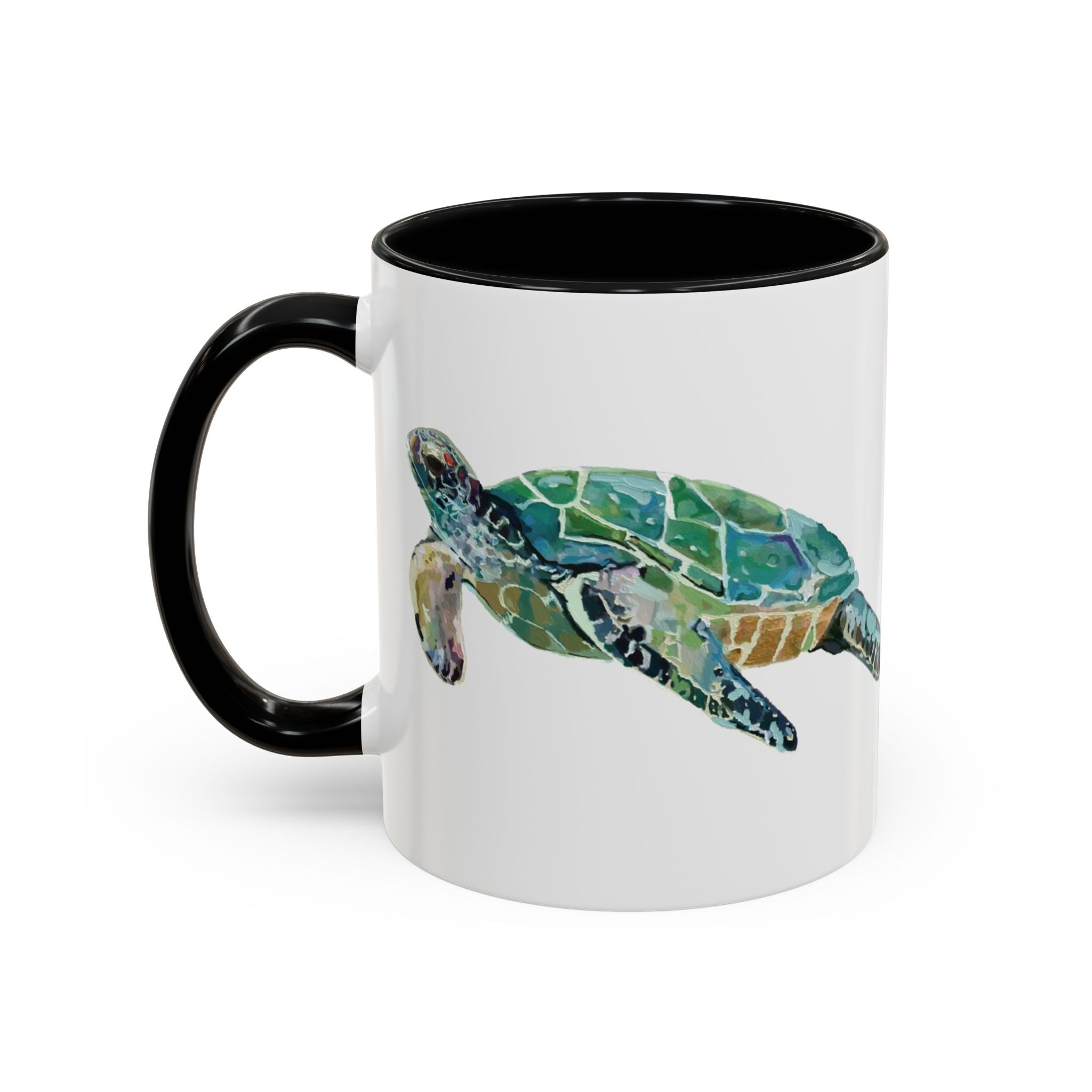 Coastal Tortoise Sea Turtle Two Tone Ceramic Coffee Mugs - Blue Cava