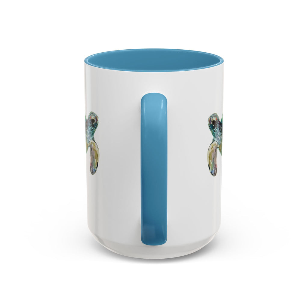 Coastal Tortoise Sea Turtle Two Tone Ceramic Coffee Mugs - Blue Cava
