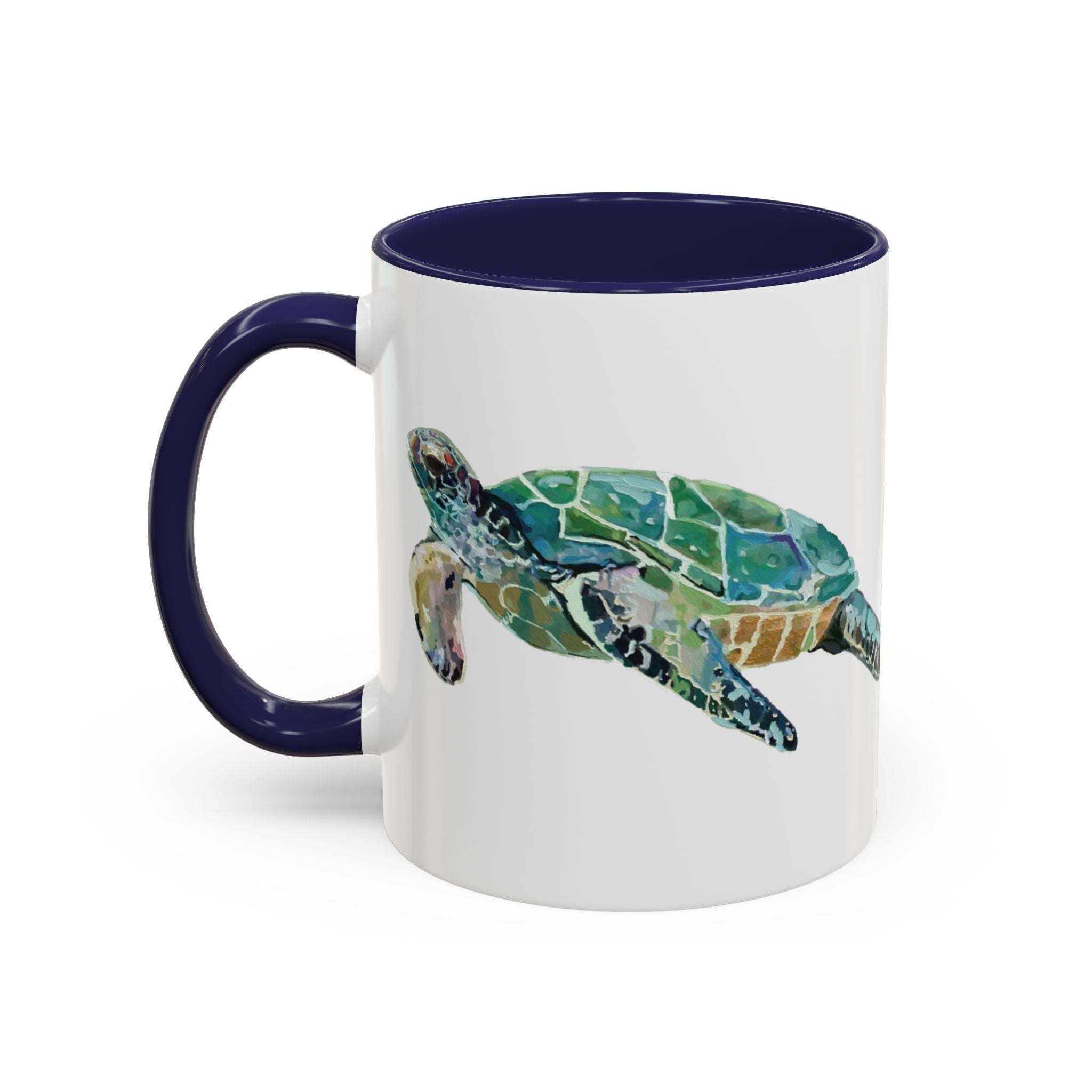 Coastal Tortoise Sea Turtle Two Tone Ceramic Coffee Mugs - Blue Cava