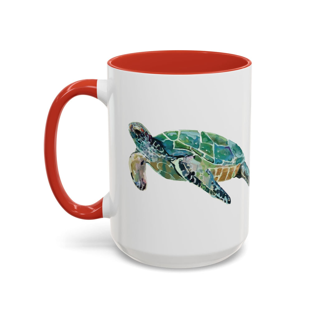 Coastal Tortoise Sea Turtle Two Tone Ceramic Coffee Mugs - Blue Cava