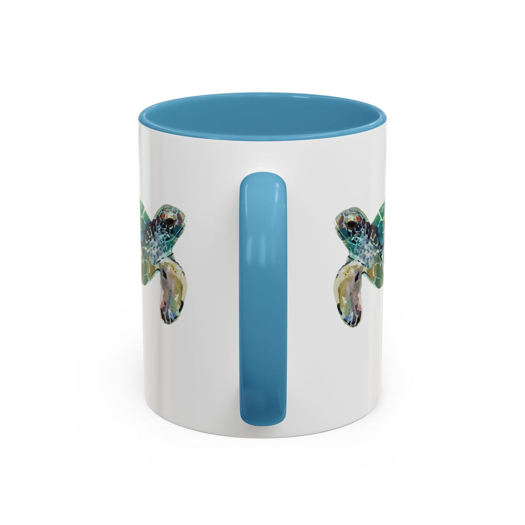 Coastal Tortoise Sea Turtle Two Tone Ceramic Coffee Mugs - Blue Cava