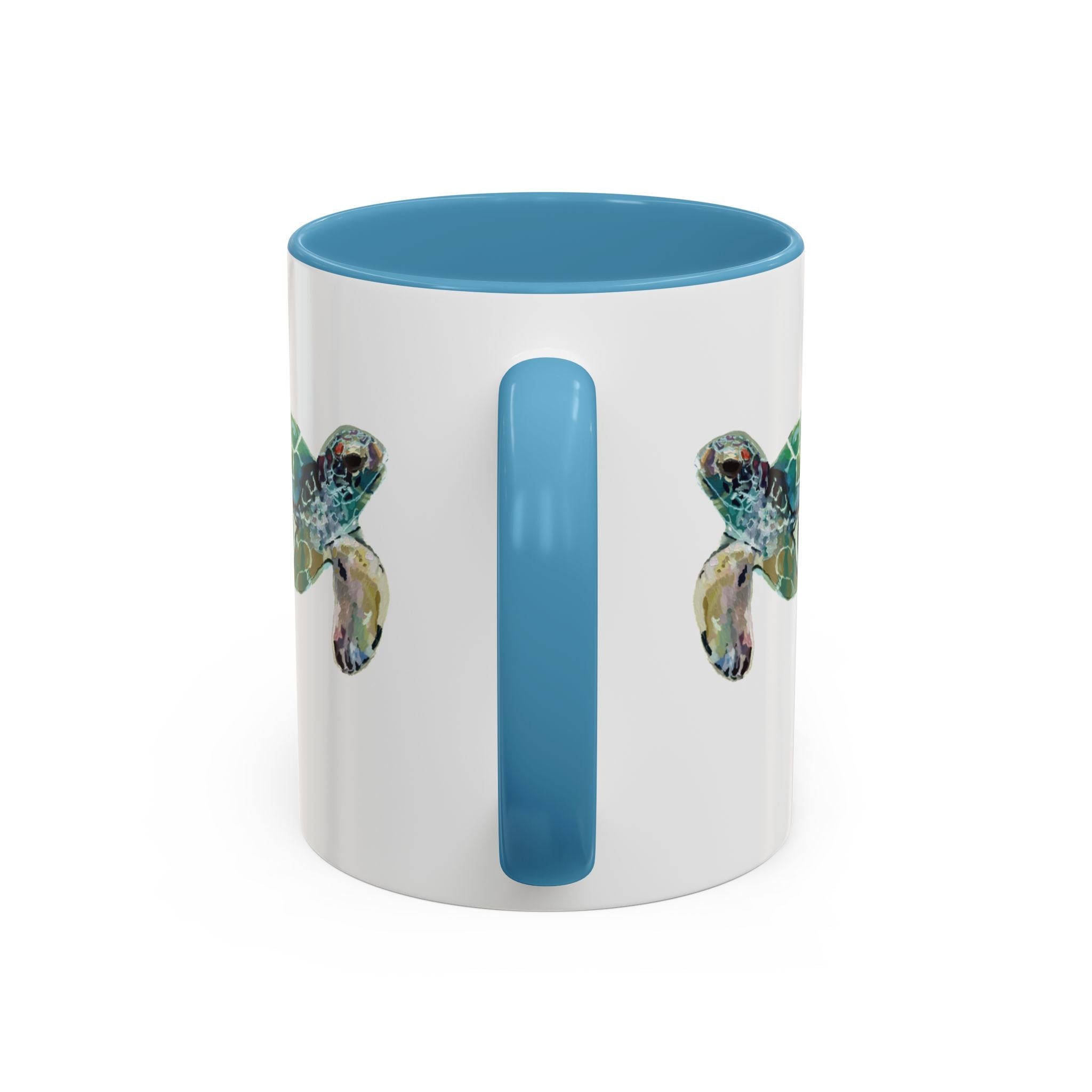 Coastal Tortoise Sea Turtle Two Tone Ceramic Coffee Mugs - Blue Cava