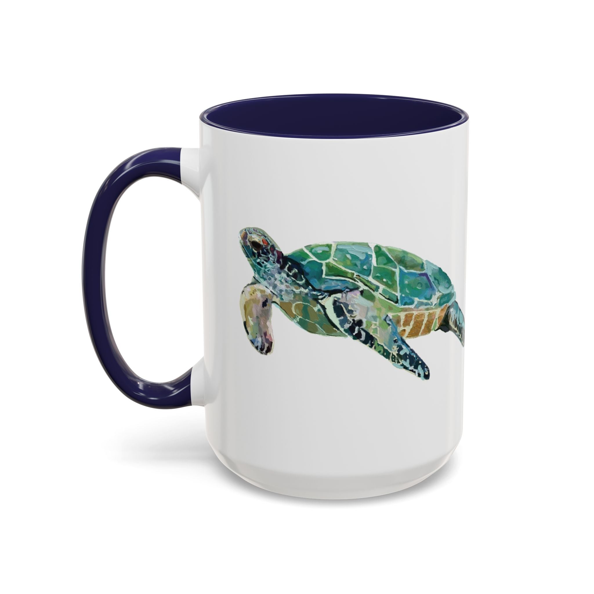 Coastal Tortoise Sea Turtle Two Tone Ceramic Coffee Mugs - Blue Cava