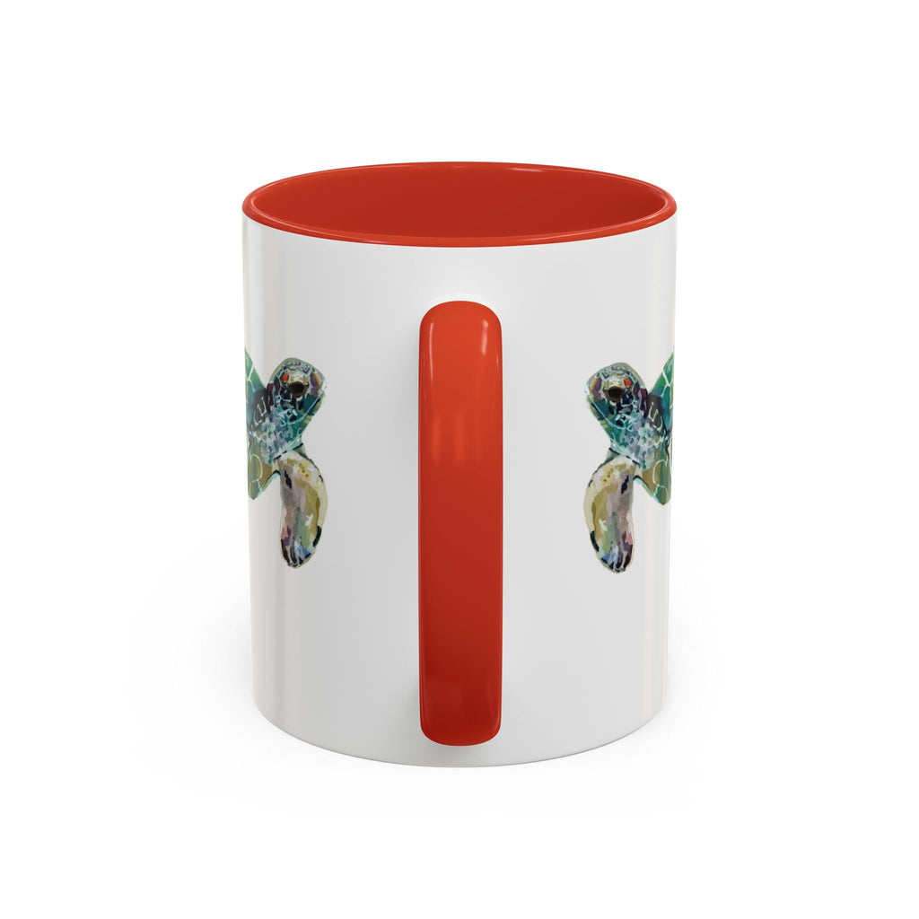 Coastal Tortoise Sea Turtle Two Tone Ceramic Coffee Mugs - Blue Cava
