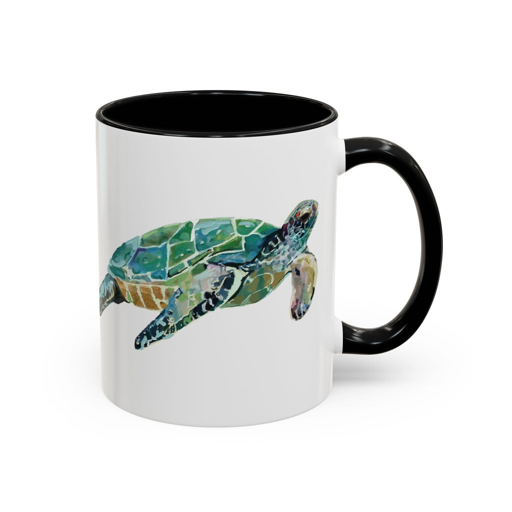 Coastal Tortoise Sea Turtle Two Tone Ceramic Coffee Mugs - Blue Cava
