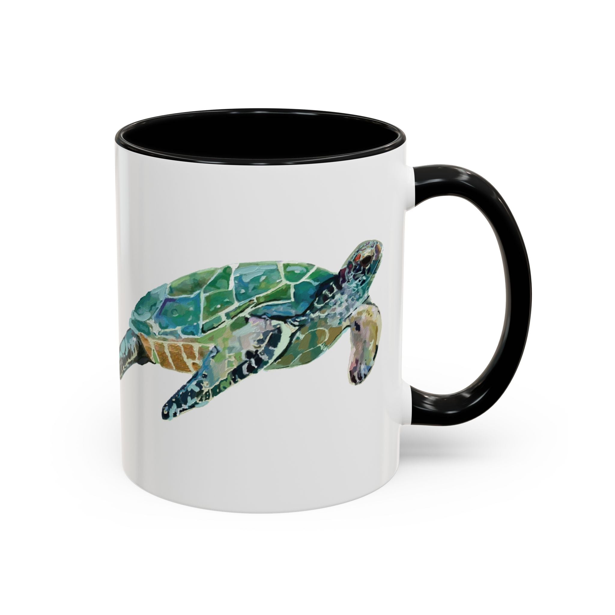 Coastal Tortoise Sea Turtle Two Tone Ceramic Coffee Mugs - Blue Cava