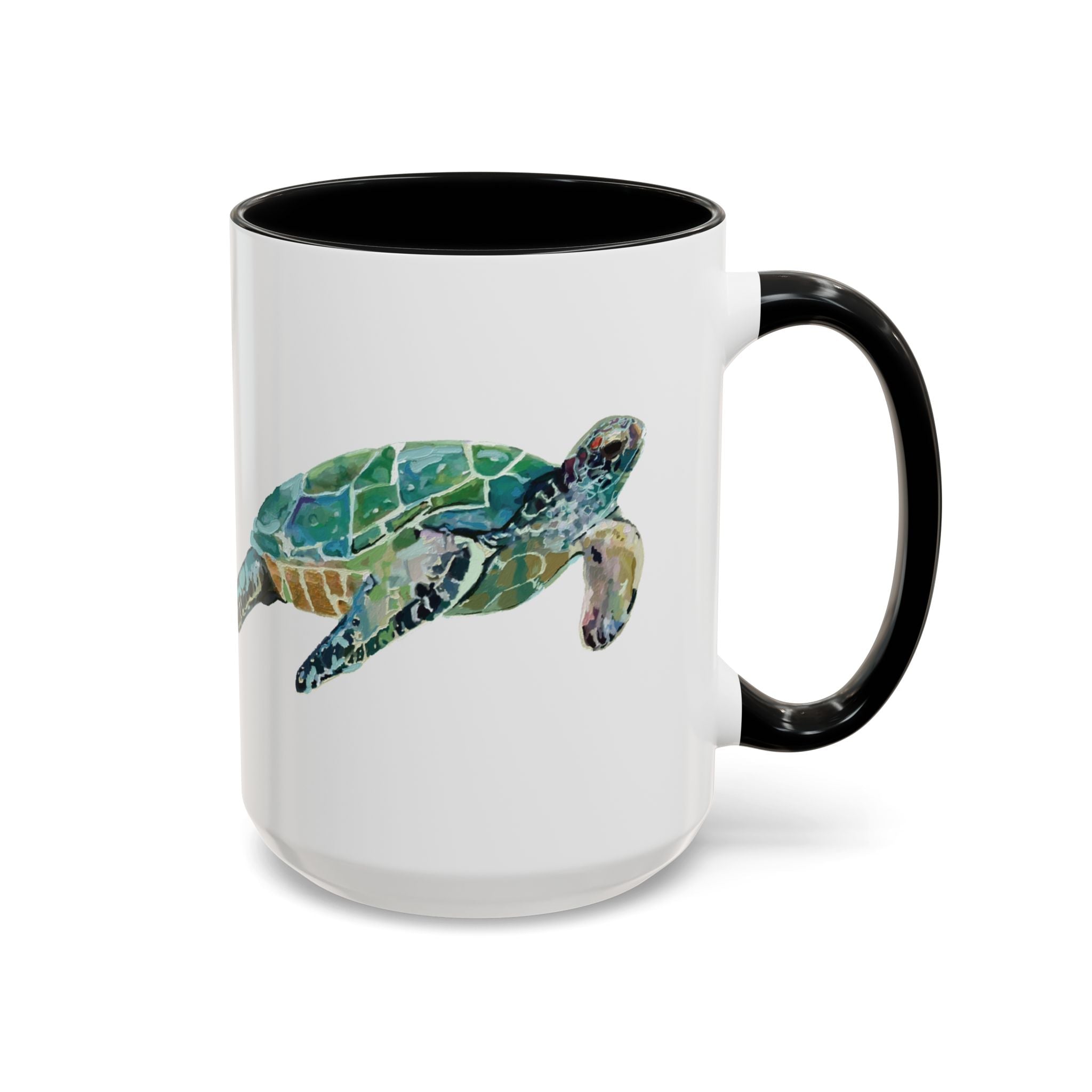 Coastal Tortoise Sea Turtle Two Tone Ceramic Coffee Mugs - Blue Cava