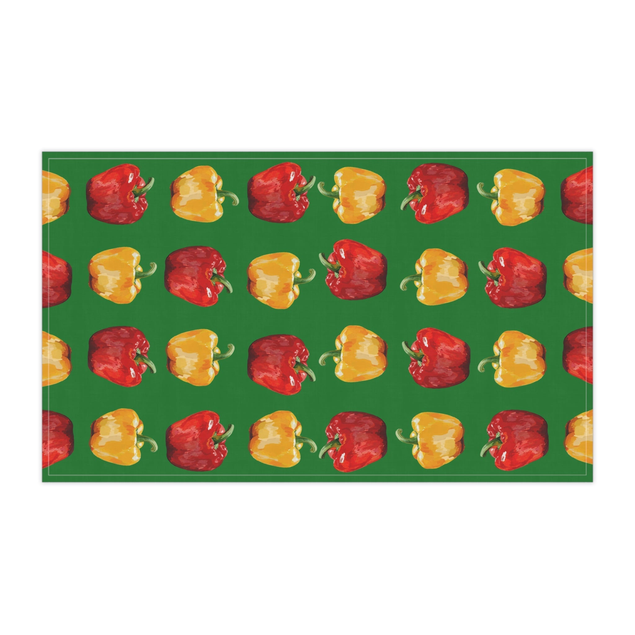 Green Yellow and red, Colorful Bell Pepper Linen Kitchen Tea Towels 18 x 30 available in cotton twill or polyester -Blue Cava