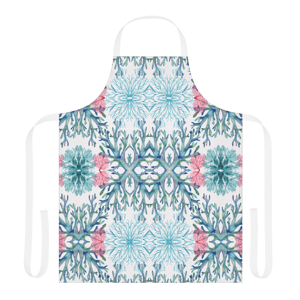 Colorful Coral Kitchen Apron - Artistic Apron - Blue Cava