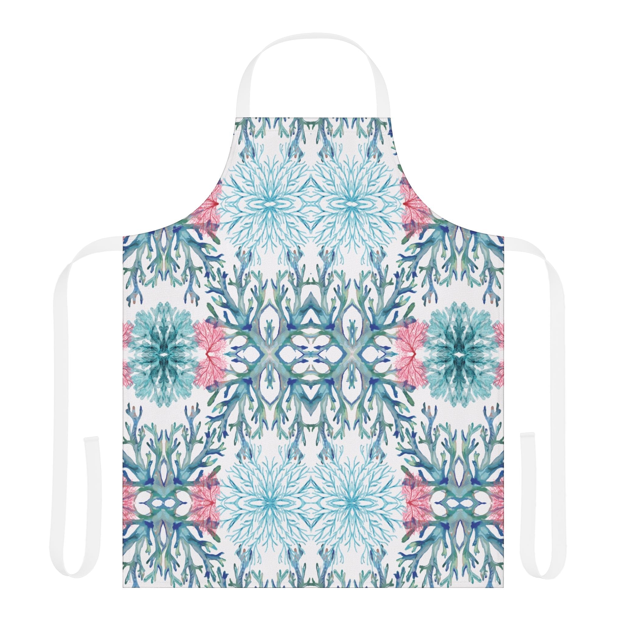 Colorful Coral Kitchen Apron - Artistic Apron - Blue Cava
