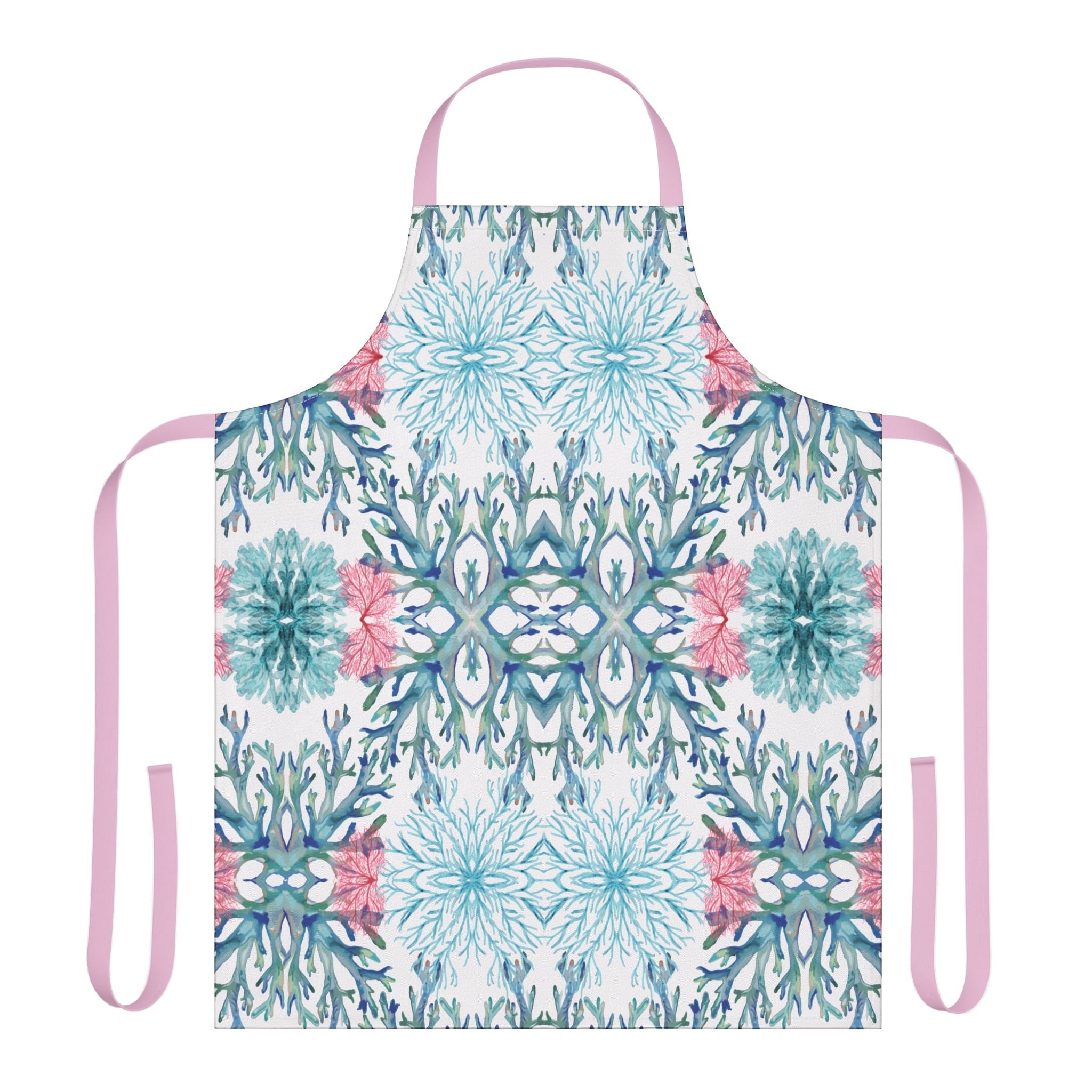 Colorful Coral Kitchen Apron - Artistic Apron - Blue Cava