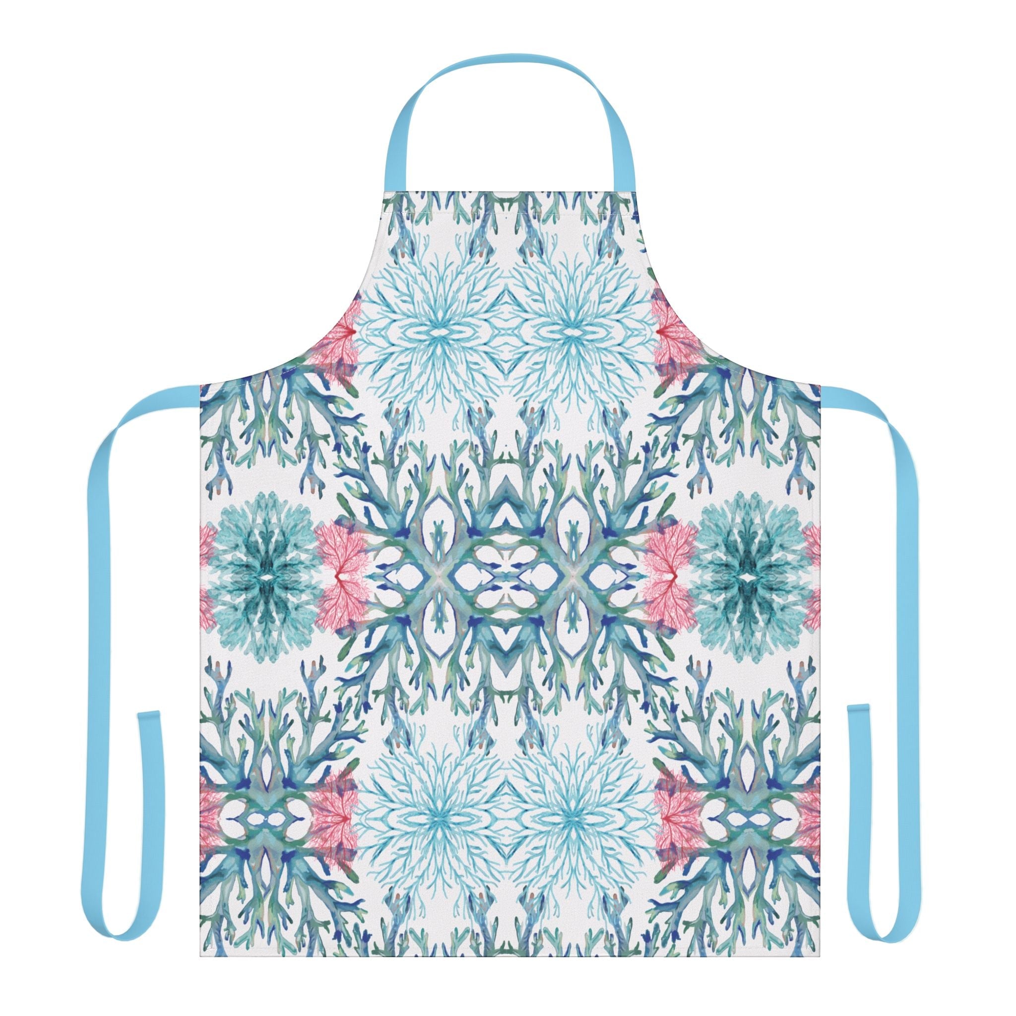 Colorful Coral Kitchen Apron - Artistic Apron - Blue Cava