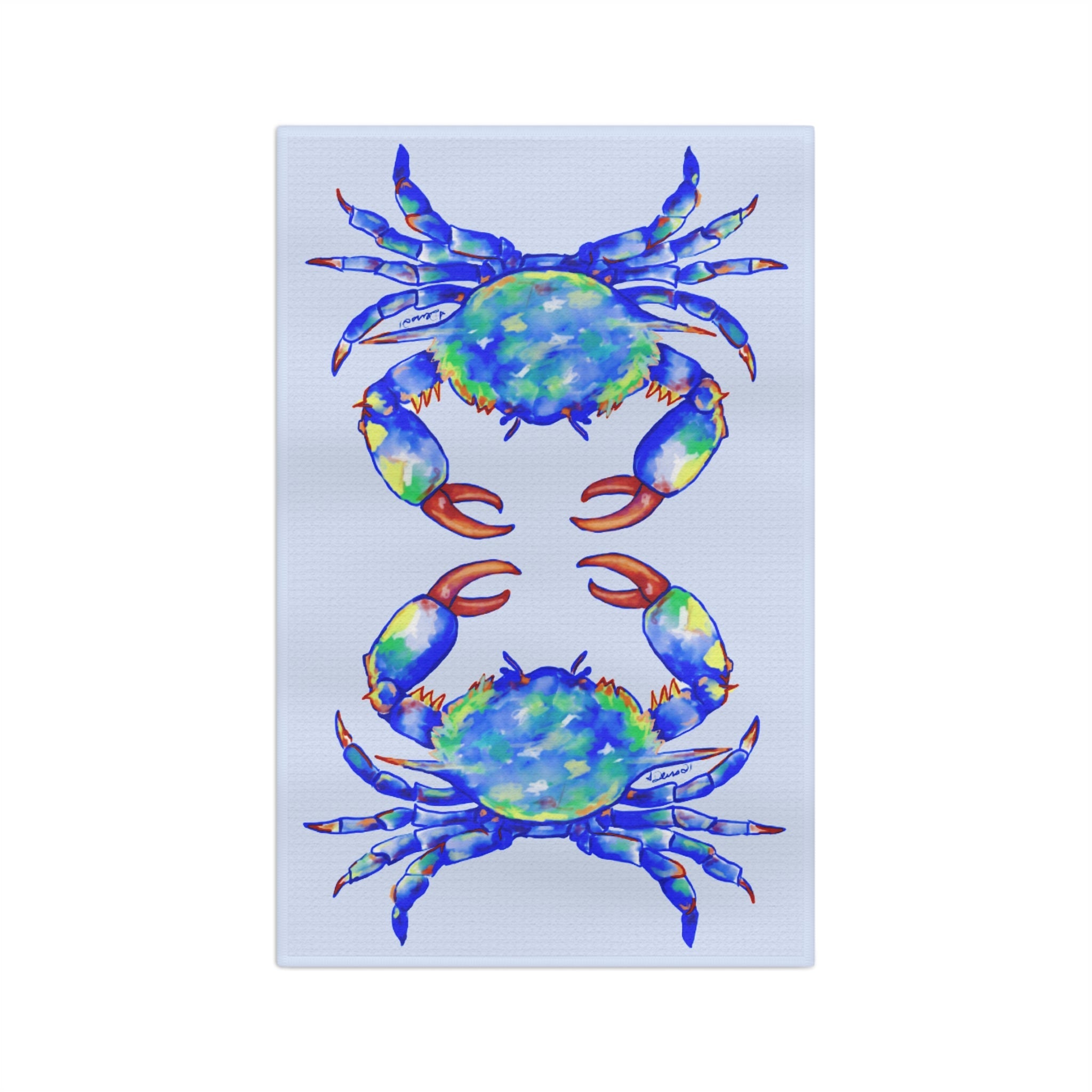 Colorful Crab Microfiber Waffle Kitchen Towel - Blue Cava