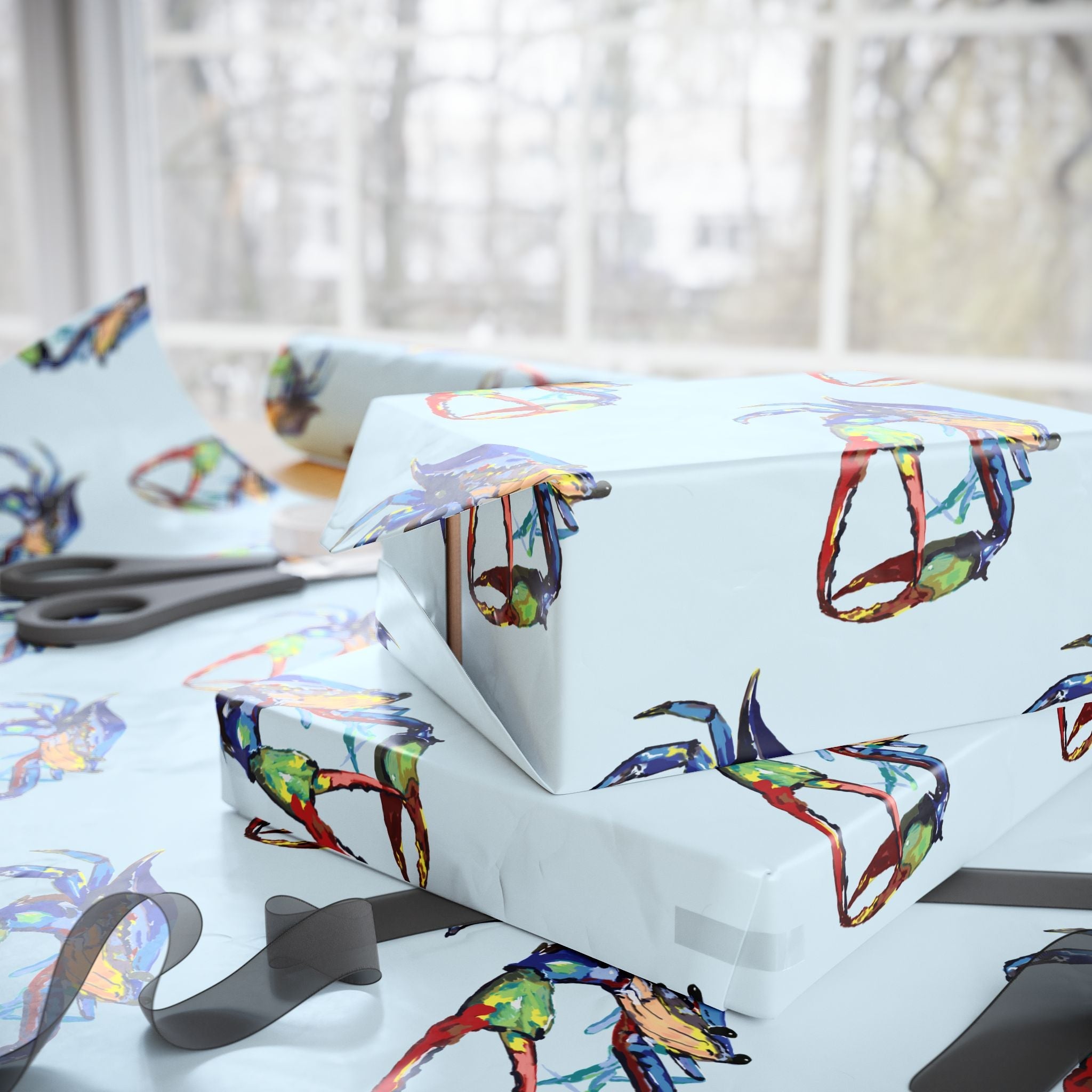 Coastal Colorful Crab Wrapping Paper - Eco Friendly Gift Wrap, in matte or glossy, available in 30 x 36, 30 x 72 or 30 x 180