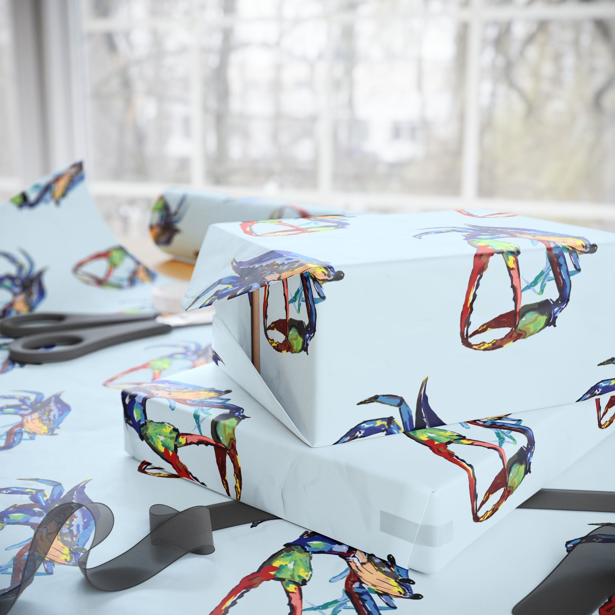 Coastal Colorful Crab Wrapping Paper - Eco Friendly Gift Wrap, in matte or glossy, available in 30 x 36, 30 x 72 or 30 x 180