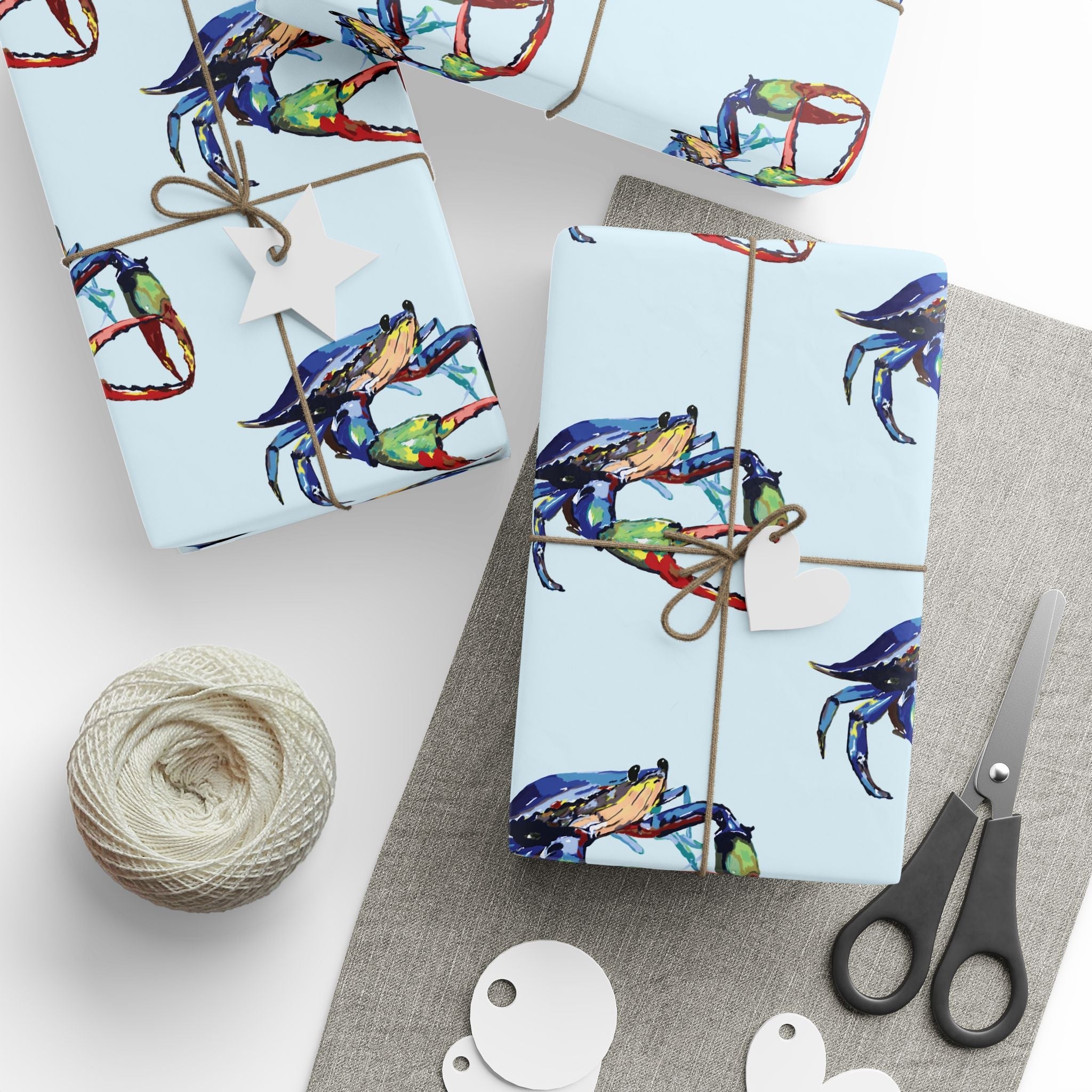Coastal Colorful Crab Wrapping Paper - Eco Friendly Gift Wrap, in matte or glossy, available in 30 x 36, 30 x 72 or 30 x 180