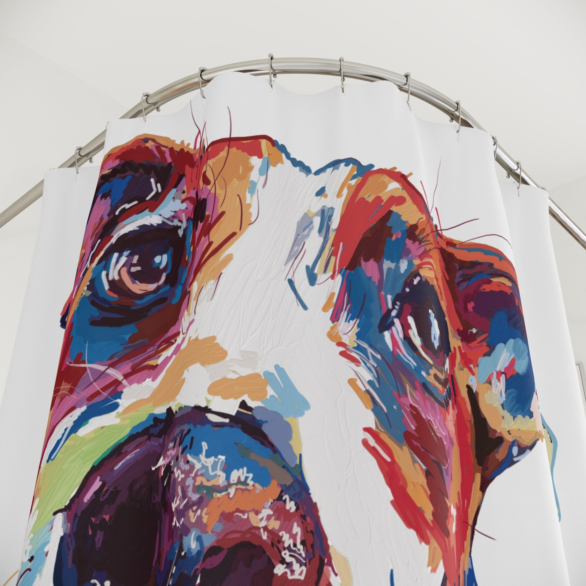 Colorful Dog Shower Curtain - Blue Cava